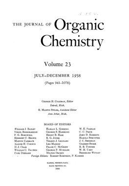 The Journal of Organic Chemistry 1958 Volume.23 No.7
