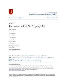 The Lantern Vol. 69, No. 2, Spring 2002 Erin Dickerson Ursinus College