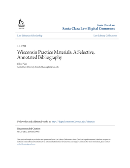 A Selective, Annotated Bibliography Ellen Platt Santa Clara University School of Law, Eplatt@Scu.Edu