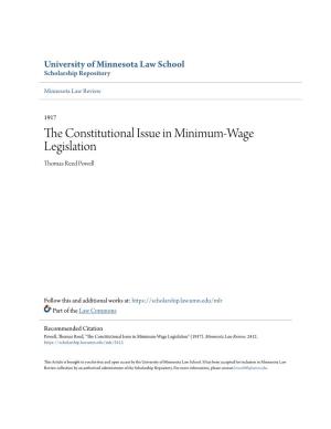 The Constitutional Issue in Minimum-Wage Legislation