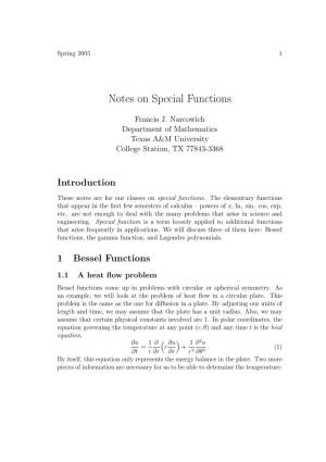 Notes on Special Functions