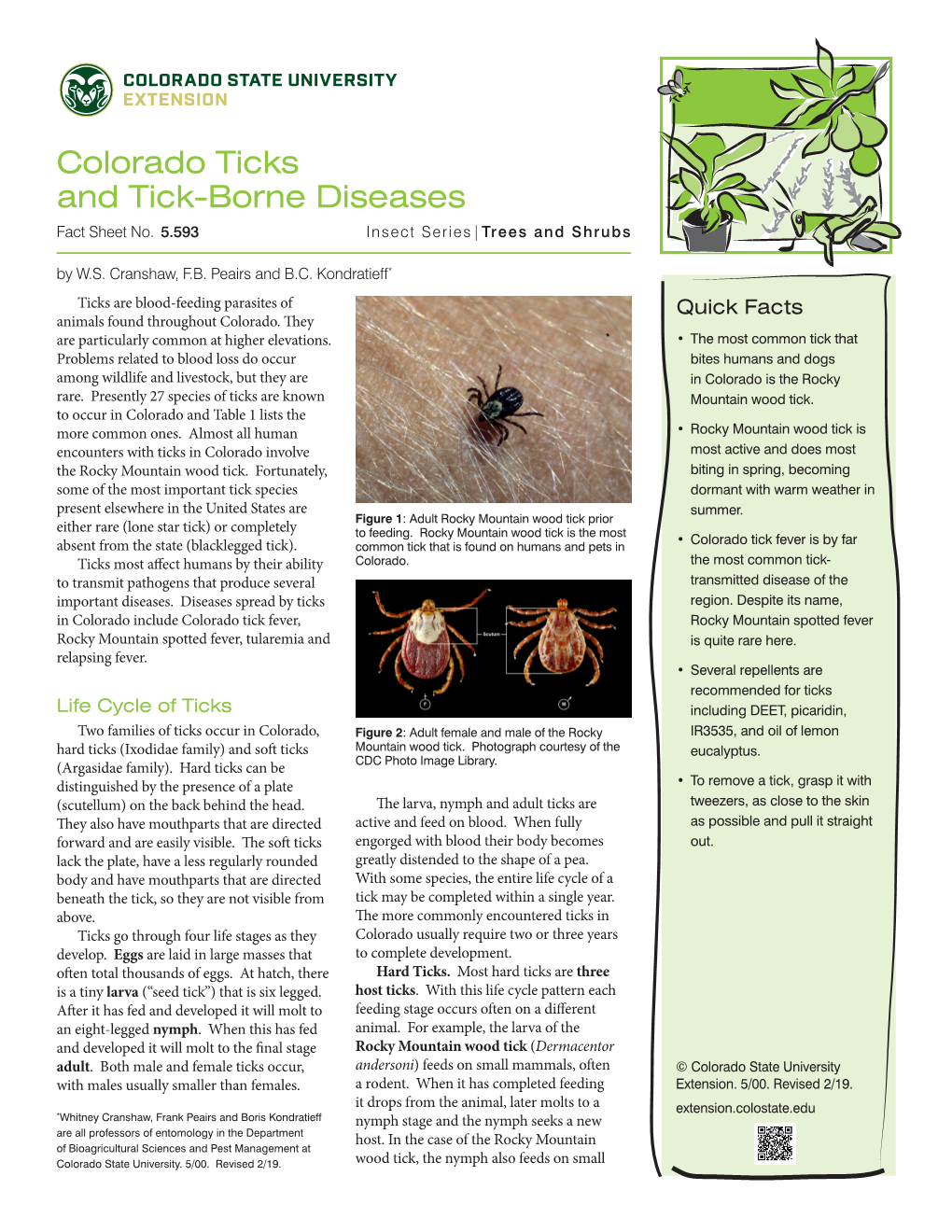 Colorado Ticks and Tick-Borne Diseases Fact Sheet No - DocsLib