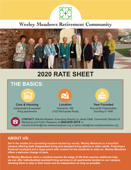 2020 Rate Sheet the Basics