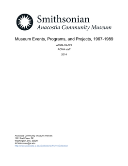 Museum Events, Programs, and Projects, 1967-1989
