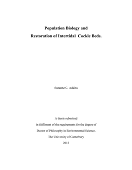Population Biology and Restoration of Intertidal Cockle Beds