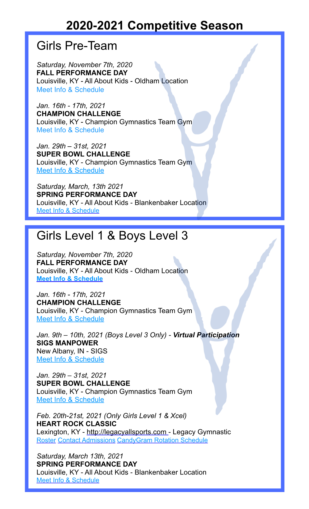 2020-2021 Competition Schedule