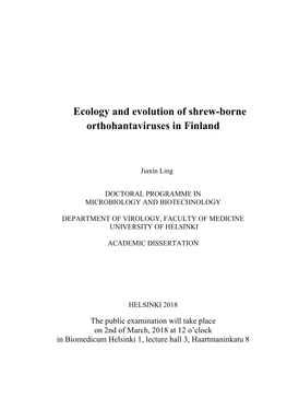 Ecology and Evolution of Shrew-Borne Orthohantaviruses in Finland