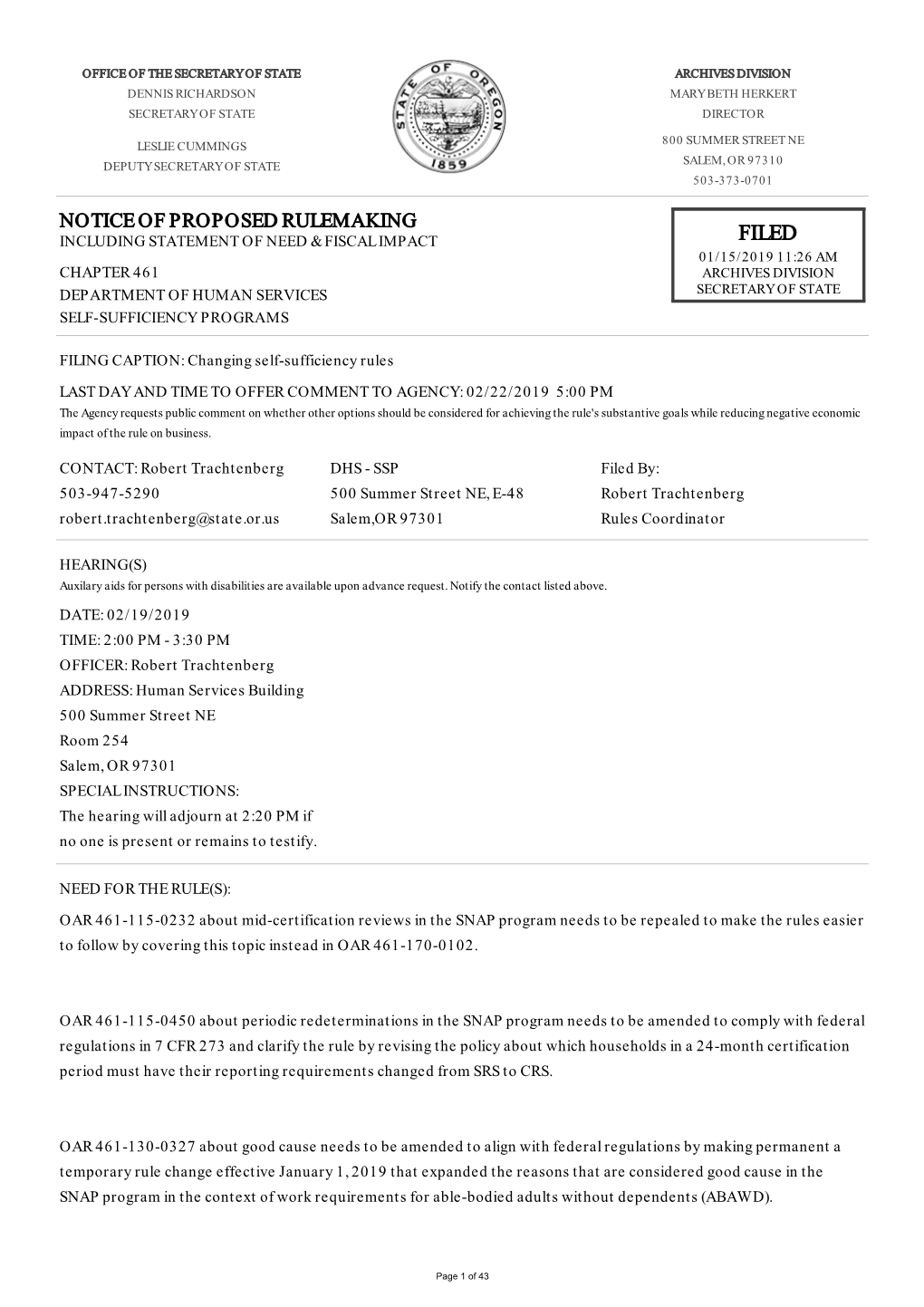 Notice of Proposed Rulemaking