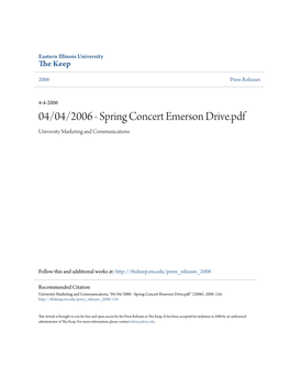 Spring Concert Emerson Drive.Pdf University Marketing and Communications