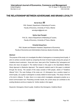The Relationship Between Advergame and Brand Loyalty