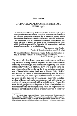 Chapter Six Utopian & Learned Societies in England