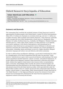 Asian Americans and Education