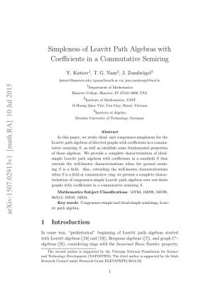 Simpleness of Leavitt Path Algebras with Coefficients in a Commutative