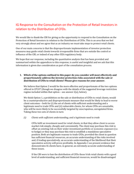 IG Response to the Consultation on the Protection of Retail Investors in Relation to the Distribution of Cfds