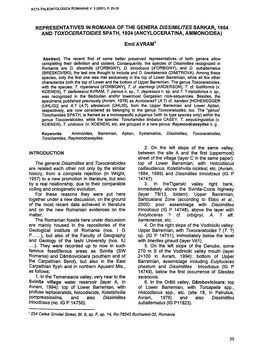 Representatives in Romania of the Genera Dissimilites Sarkar, 1954 and Toxoceratoides Spath, 1924 (Ancyloceratina, Ammonoidea)