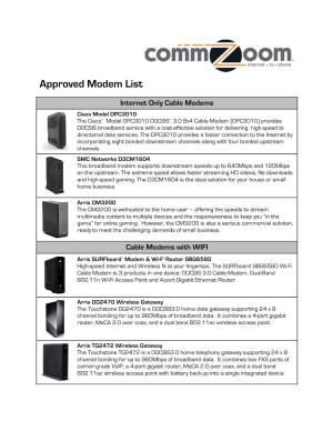 Approved Modem List