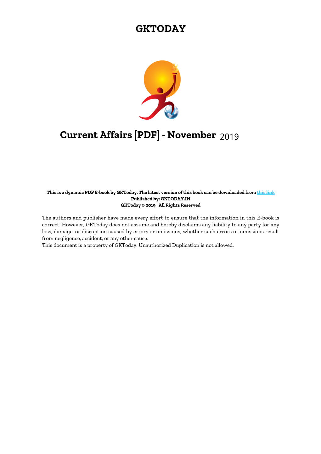 Current Affairs [PDF] - November 1-15,2019 2019