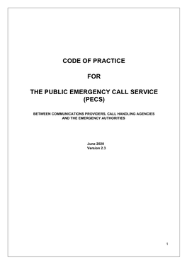 Code of Practice for the Public Emergency Call Service