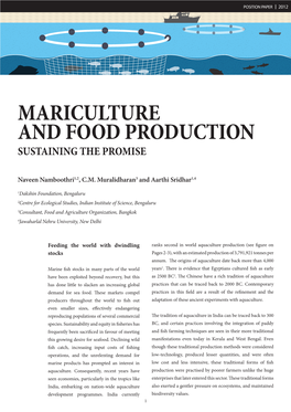 Mariculture and Food Production: Sustaining the Promise