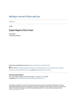 Expert Report of Eric Foner