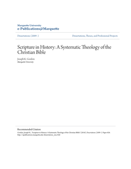 A Systematic Theology of the Christian Bible Joseph K