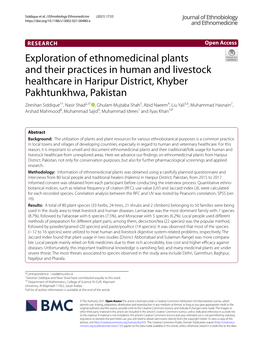 Exploration of Ethnomedicinal Plants and Their Practices in Human And