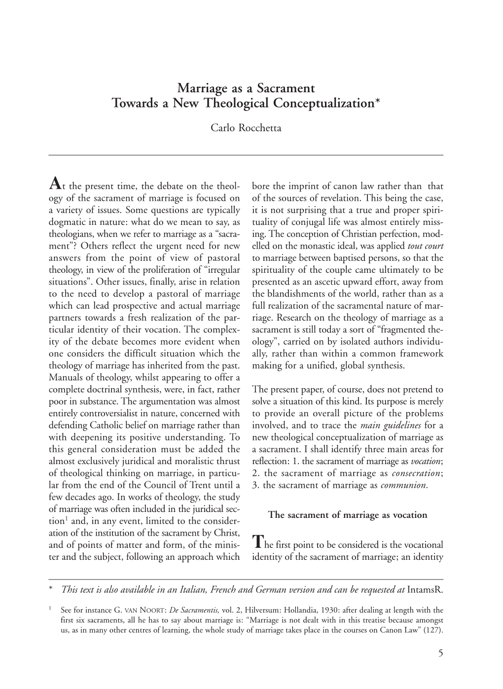 Marriage As a Sacrament Towards a New Theological Conceptualization*