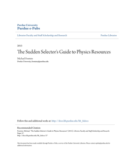 The Sudden Selector's Guide to Physics Resources