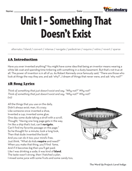 Unit 1 – Something That Doesn't Exist