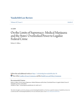On the Limits of Supremacy: Medical Marijuana and the States' Overlooked Power to Legalize Federal Crime Robert A