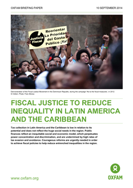 Fiscal Justice to Reduce Inequality in Latin America and the Caribbean
