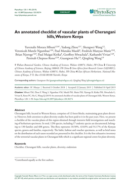 An Anotated Checklist of Vascular Plants of Cherangani Hills, Western