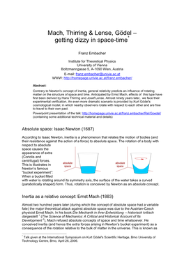 Mach, Thirring & Lense, Gödel – Getting Dizzy in Space-Time