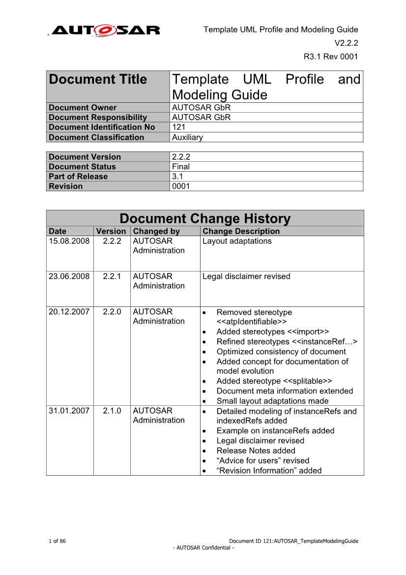 Document Title Template UML Profile and Modeling Guide