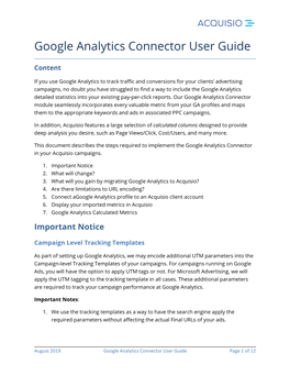 Google Analytics Connector User Guide