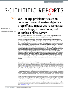 Well-Being, Problematic Alcohol Consumption and Acute Subjective