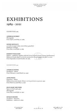 Complete List of Exhibitions (Pdf)