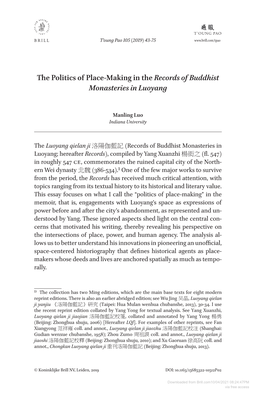 The Politics of Place-Making in the Records of Buddhist Monasteries in Luoyang