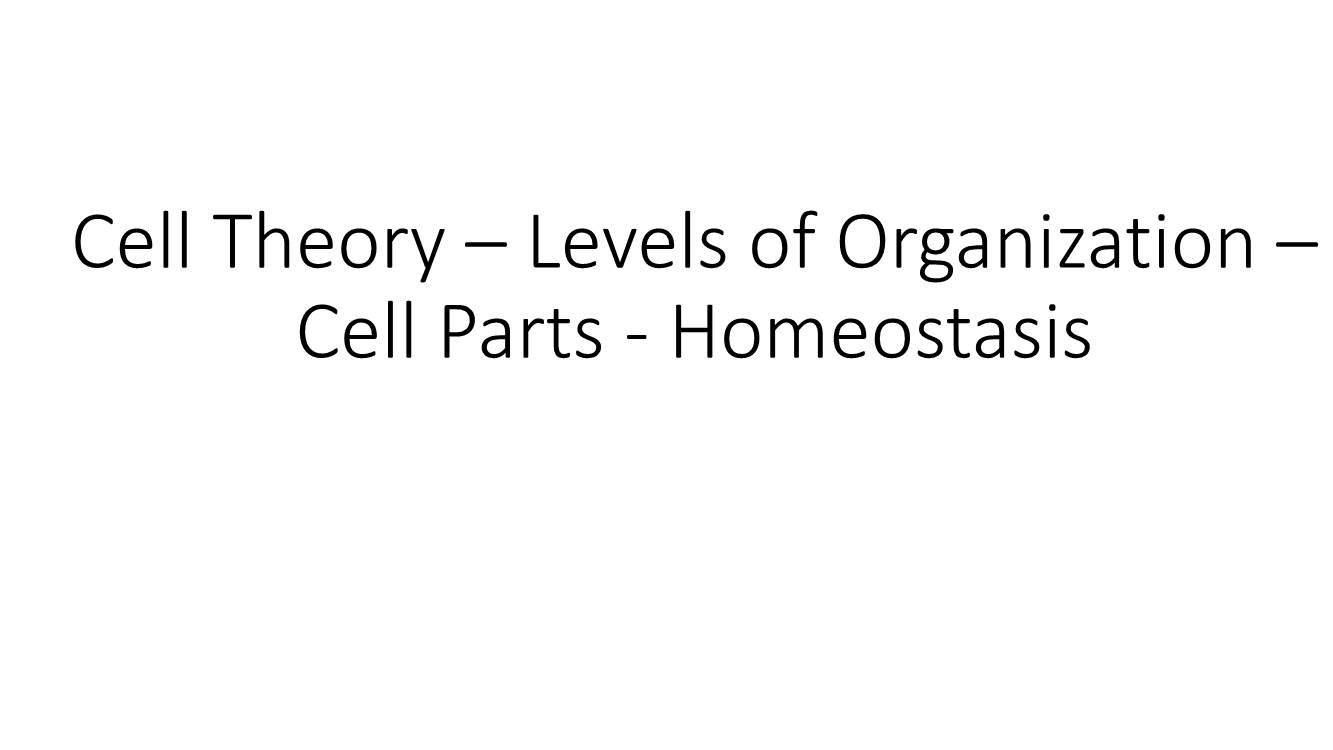 Cell Theory – Levels of Organization – Cell Parts