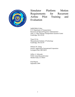 Simulator Platform Motion Requirements for Recurrent Airline Pilot Training and Evaluation