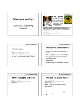 Behavioral Ecology