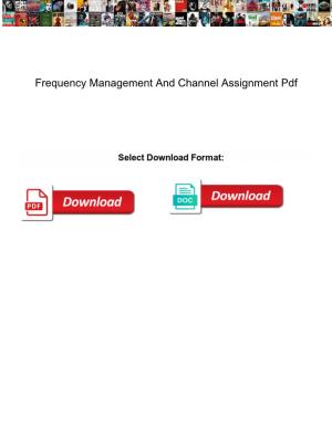 Frequency Management and Channel Assignment Pdf
