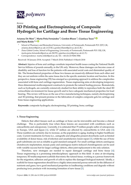 3D Printing and Electrospinning of Composite Hydrogels for Cartilage and Bone Tissue Engineering