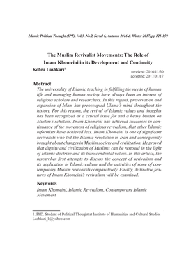 The Muslim Revivalist Movements: the Role of Imam Khomeini in Its