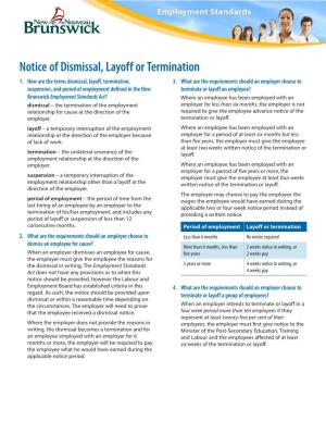 Notice of Dismissal, Layoff Or Termination 1