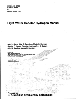 Light Water Reactor Hydrogen Manual