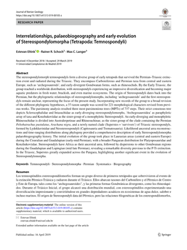 Interrelationships, Palaeobiogeography and Early Evolution of Stereospondylomorpha (Tetrapoda: Temnospondyli)