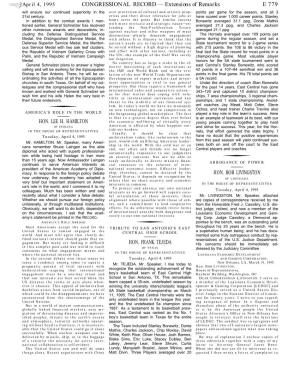 CONGRESSIONAL RECORD— Extensions of Remarks E 779 HON