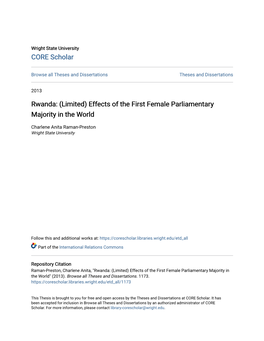 Rwanda: (Limited) Effects of the First Female Parliamentary Majority in the World