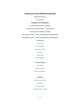 Pathways for Early Childhood Leadership